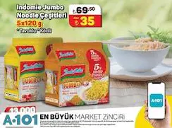 INDOMİE JUMBO NOODLE ÇEŞİTLERİ 5X120 G